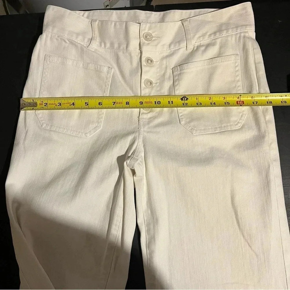 Lauren Ralph Lauren White Wide Leg Jeans Pants Sz 8 High Waisted Button Fly - Picture 11 of 13